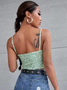 Soleia Xịt ngực xù lông trước đường may sling top - Màu xanh Bạc hà - Xem 2