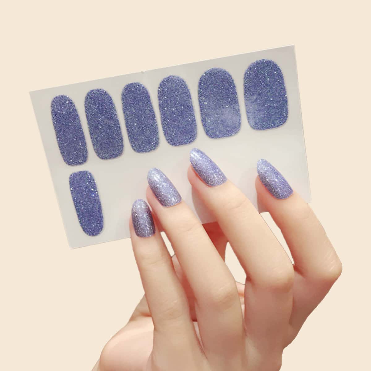 

1sheet Glitter Nail Sticker, Purple