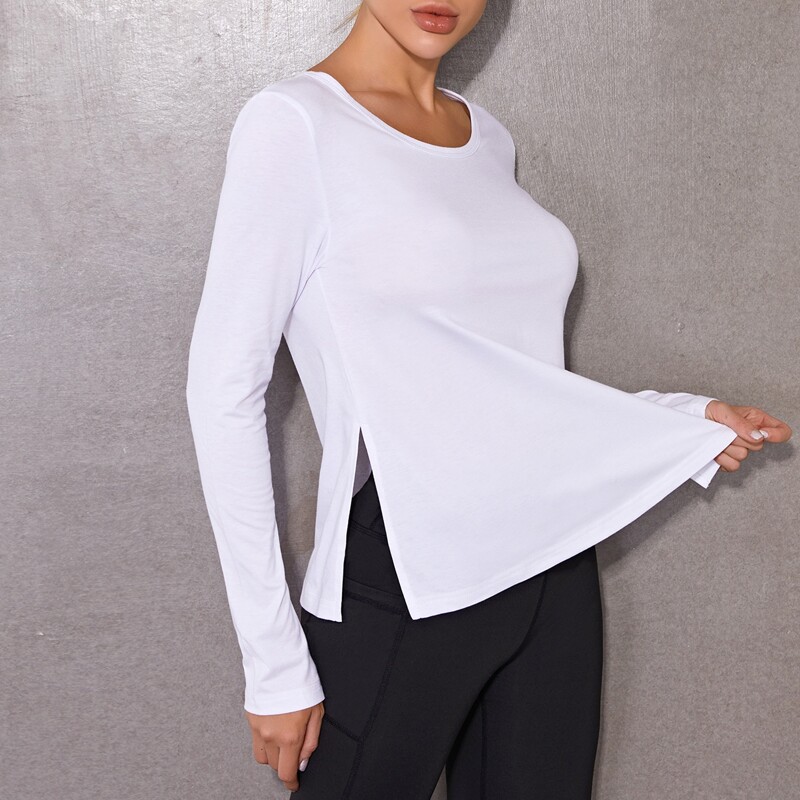 

Solid Split Side Sports Tee, White