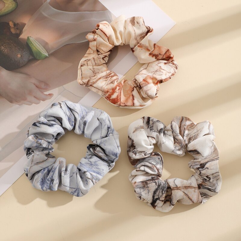 

3pcs Colorful Pleated Scrunchie, Multicolor