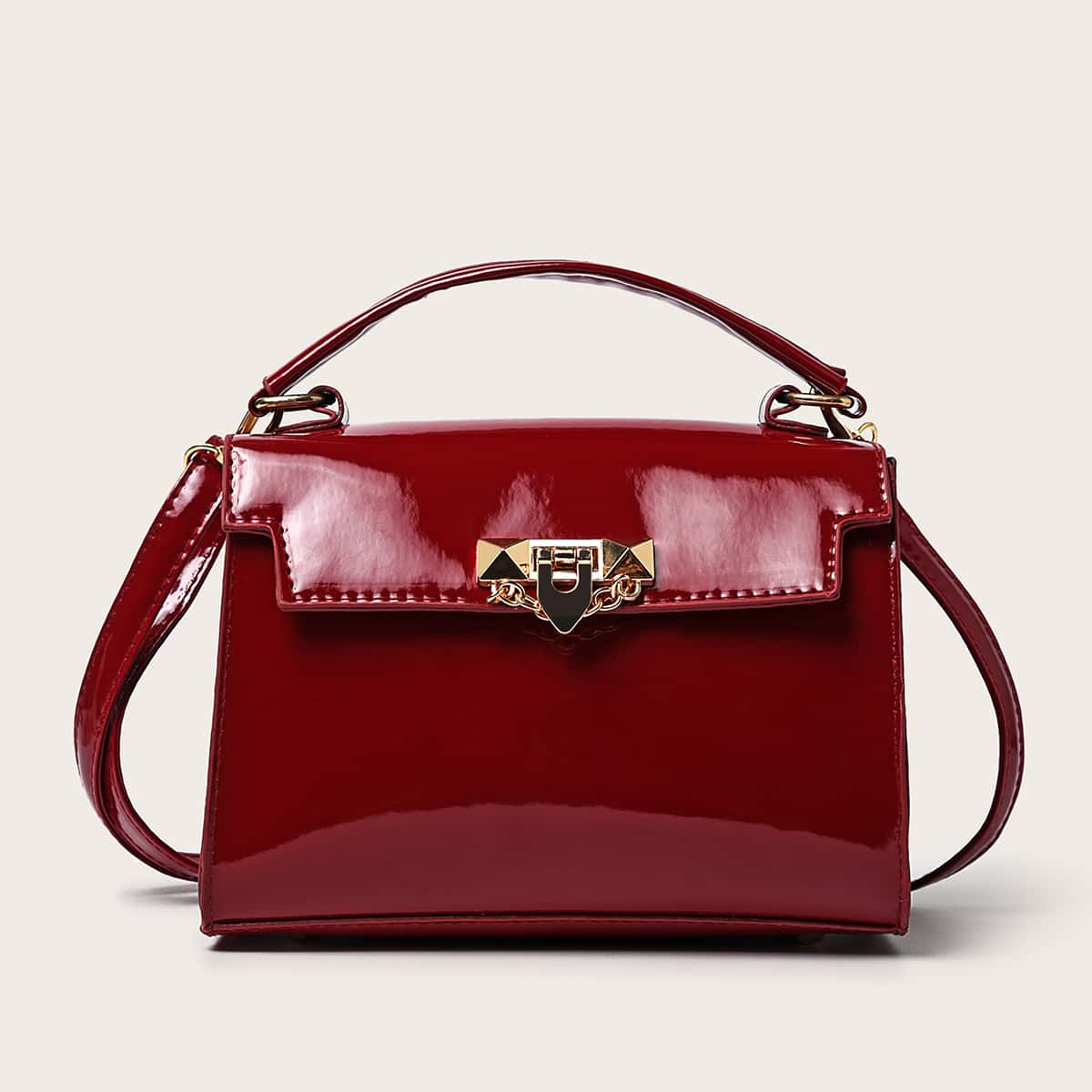 

Solid Satchel Bag, Burgundy