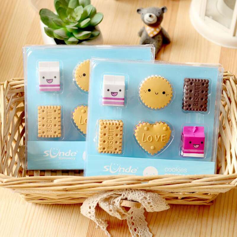 

1set Cookie Shaped Eraser, Multicolor