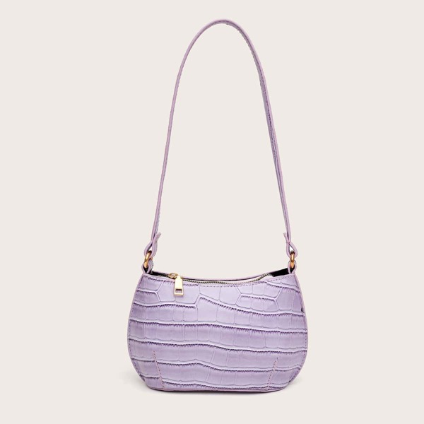 

Croc Embossed Shoulder Bag, Purple