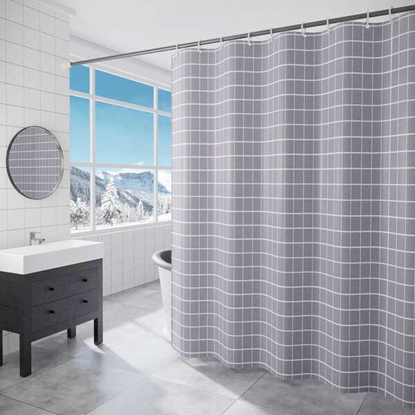 

Plaid Pattern Shower Curtain, Grey