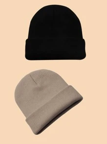 2pcs Minimalist Beanie - Multicolor - View 1