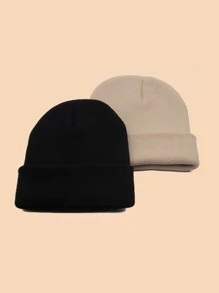 2pcs Minimalist Beanie - Multicolor - View 2