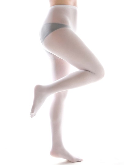 1 paire de collants simples et élégants de couleur unie (noir, couleur chair, blanc) pour femmes, des bas assortis confortables