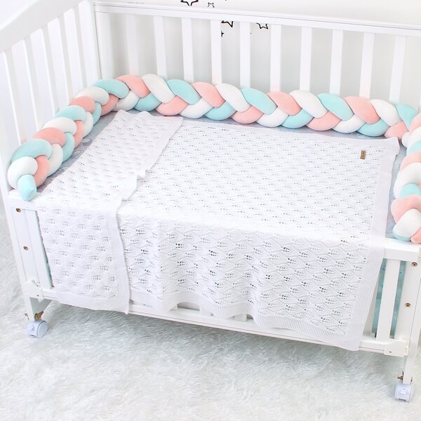 

Kids Patched Pointelle Knit Blanket, White