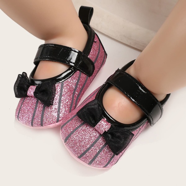 

Baby Girl Bow Decor Glitter Flats, Pink