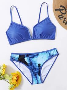 Ink Bloom Print V Wired Bikini - Multicolor - View 3