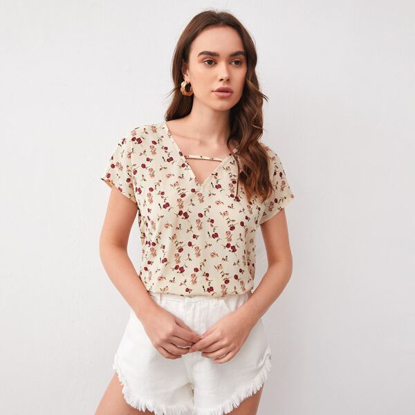 

Keyhole Neck Dolman Sleeve Top, Multicolor