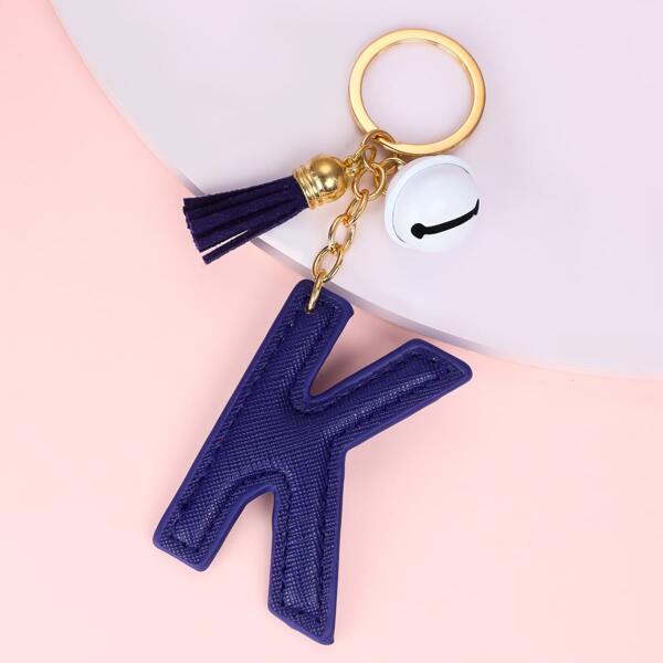 

Letter Charm Keychain, Blue