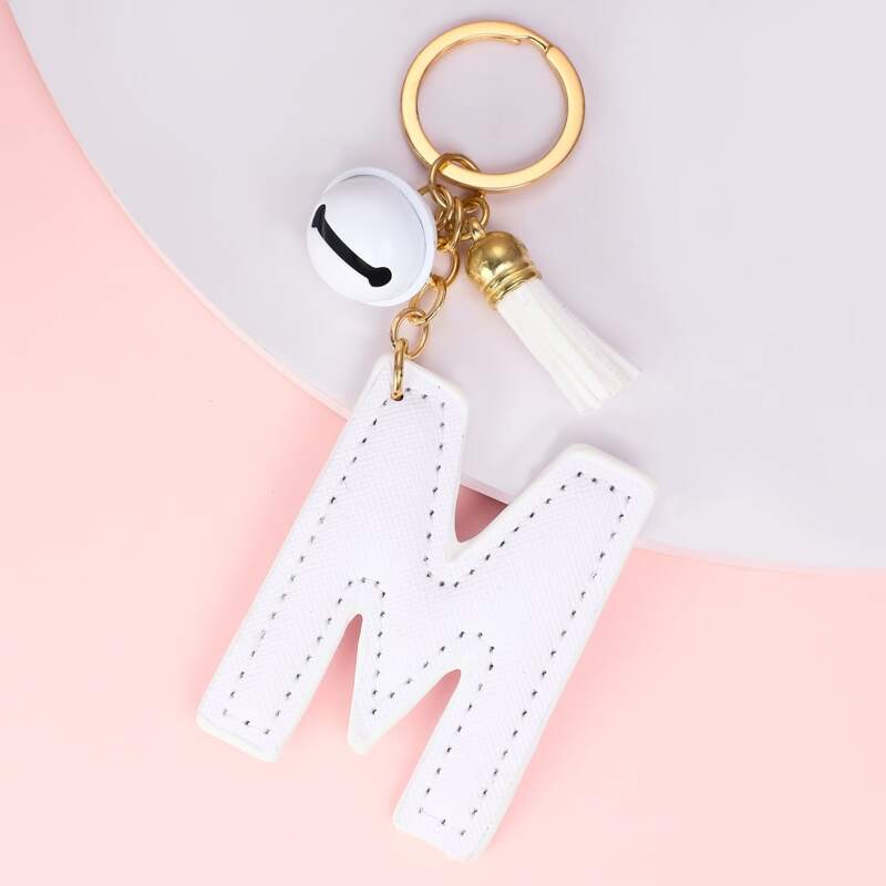 

Letter Charm Keychain, White
