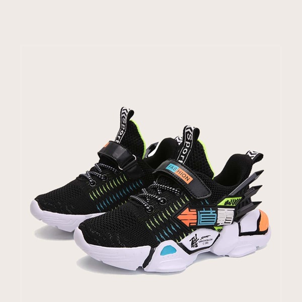 

Boys Velcro Strap Knit Sneakers, Black