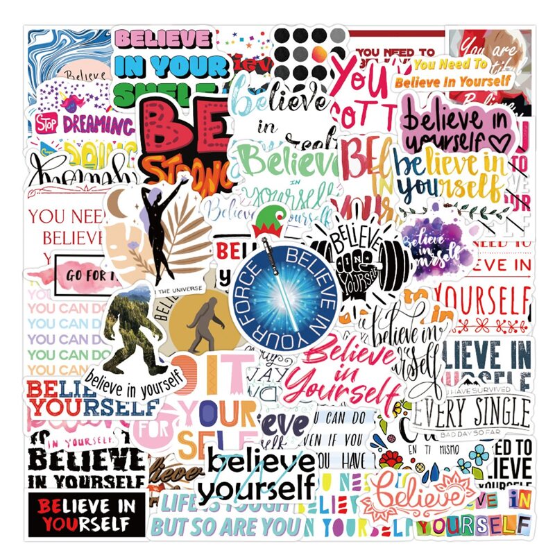 

50pcs Slogan Graphic Sticker, Multicolor