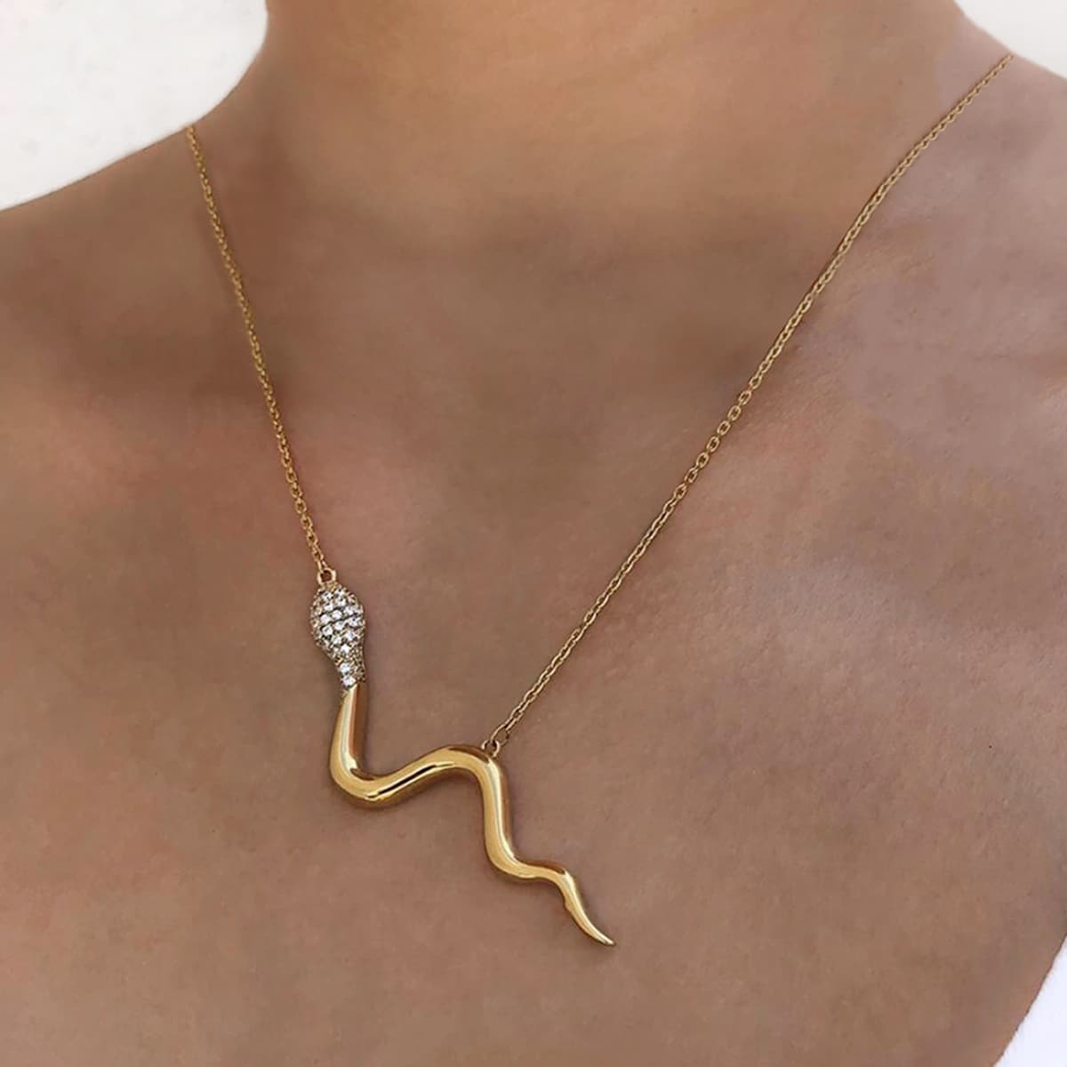 

Snake Pendant Necklace, Gold