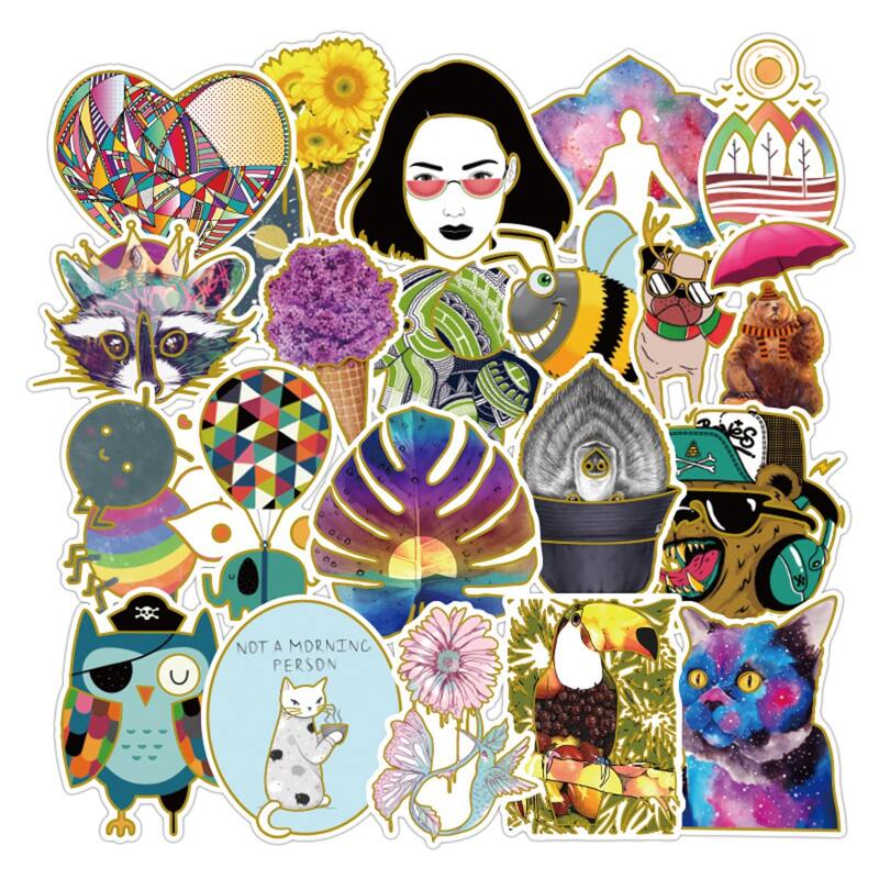

33pcs Cartoon Animal & Plant Sticker, Multicolor