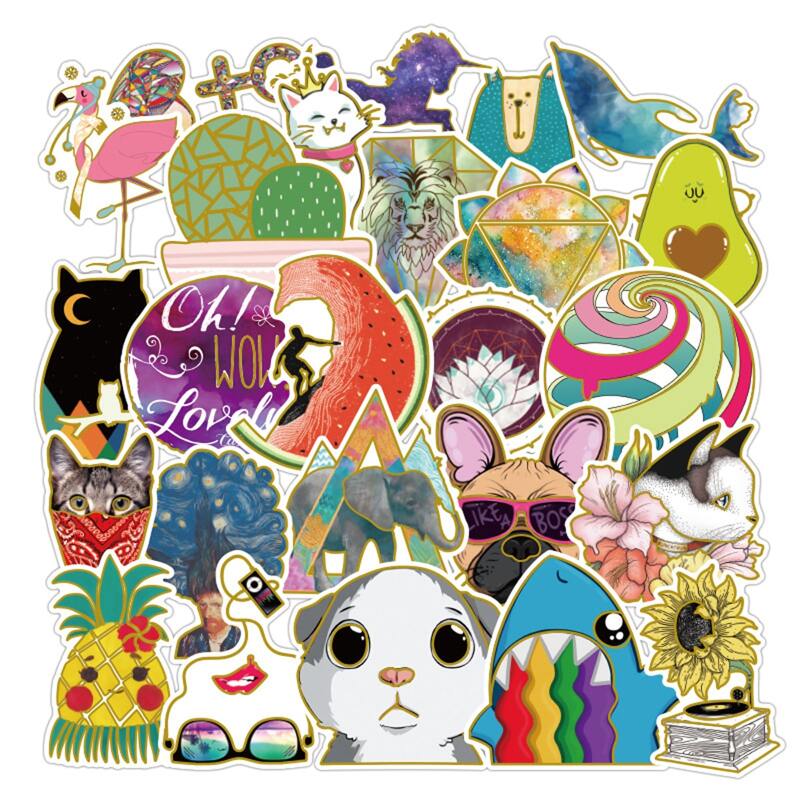 

33pcs Cartoon Animal & Plant Sticker, Multicolor