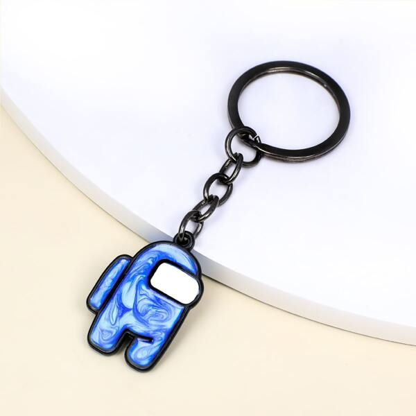 

Cartoon Charm Keychain, Blue and white