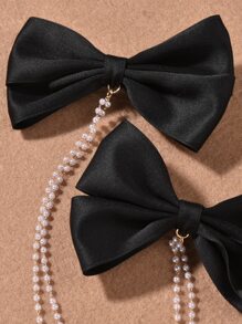 Kẹp tóc giả ngọc trai trang trí - màu đen - Xem 4