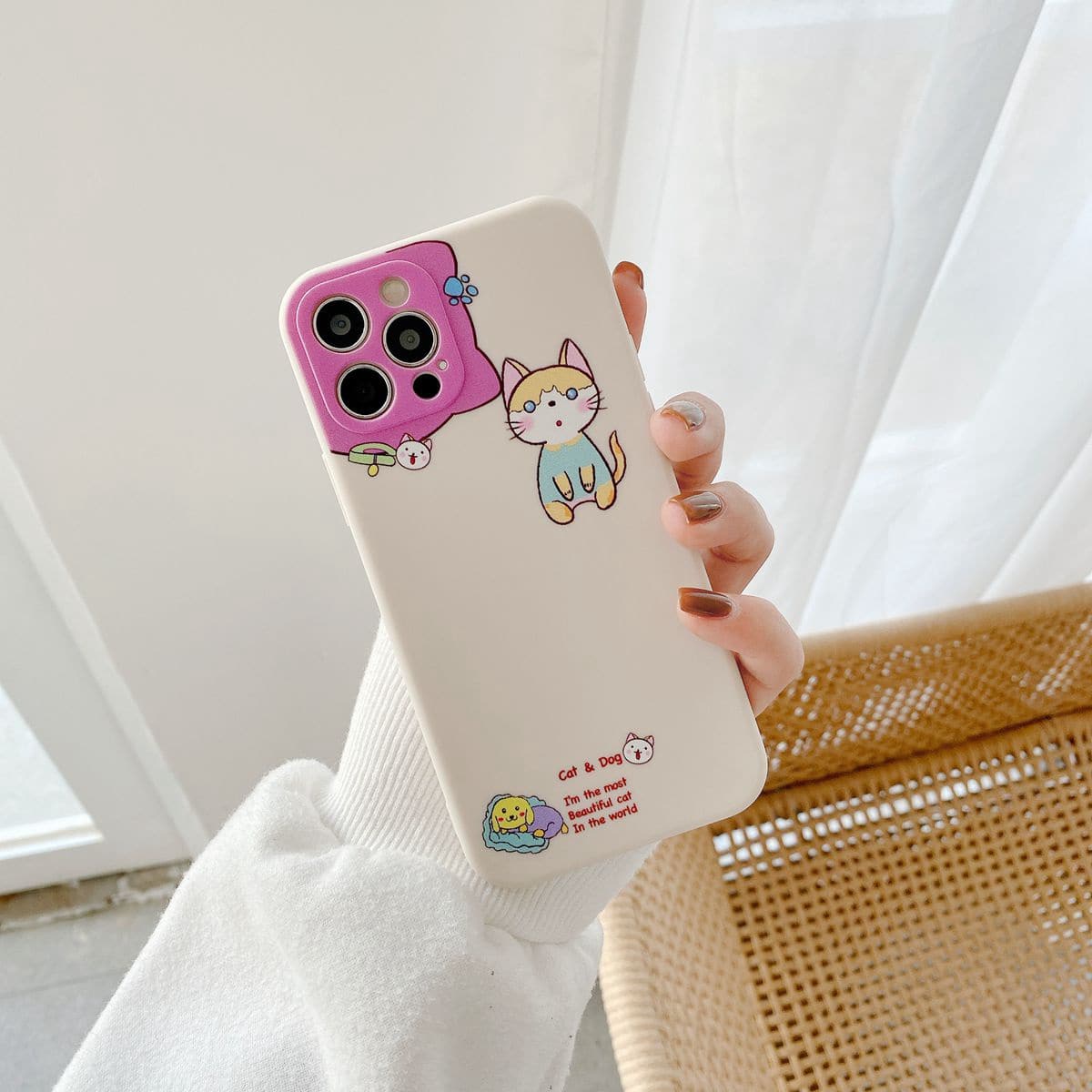 

Cartoon Cat iPhone Case, Beige