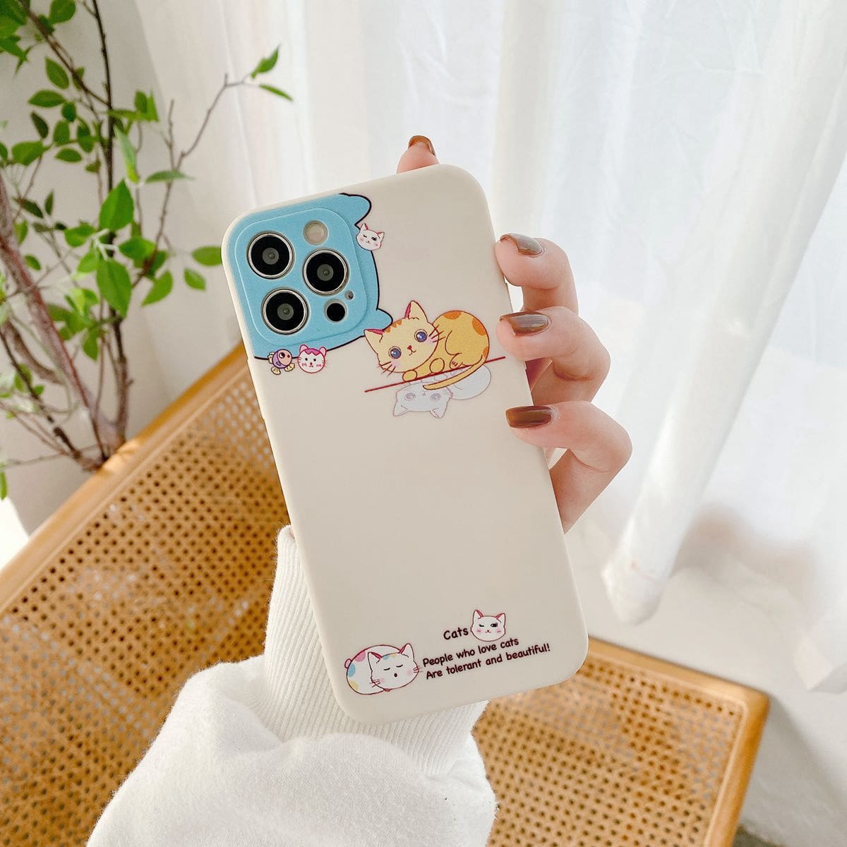 

Cartoon Cat iPhone Case, Beige