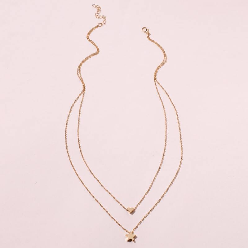 

Star & Heart Layered Necklace, Gold