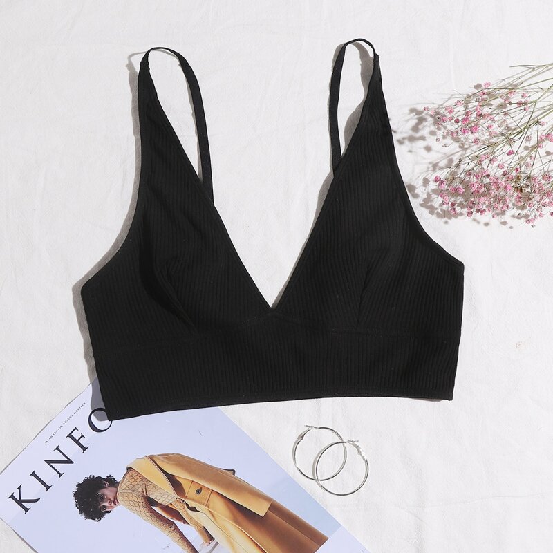

Solid Rib Bralette, Black