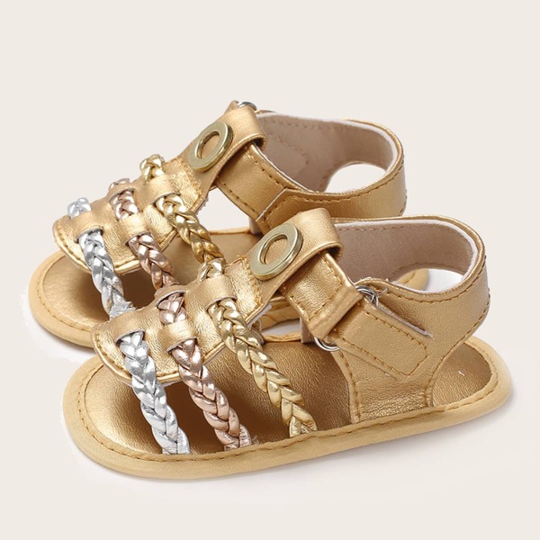 

Baby Girl Metallic Braided Sandals, Gold