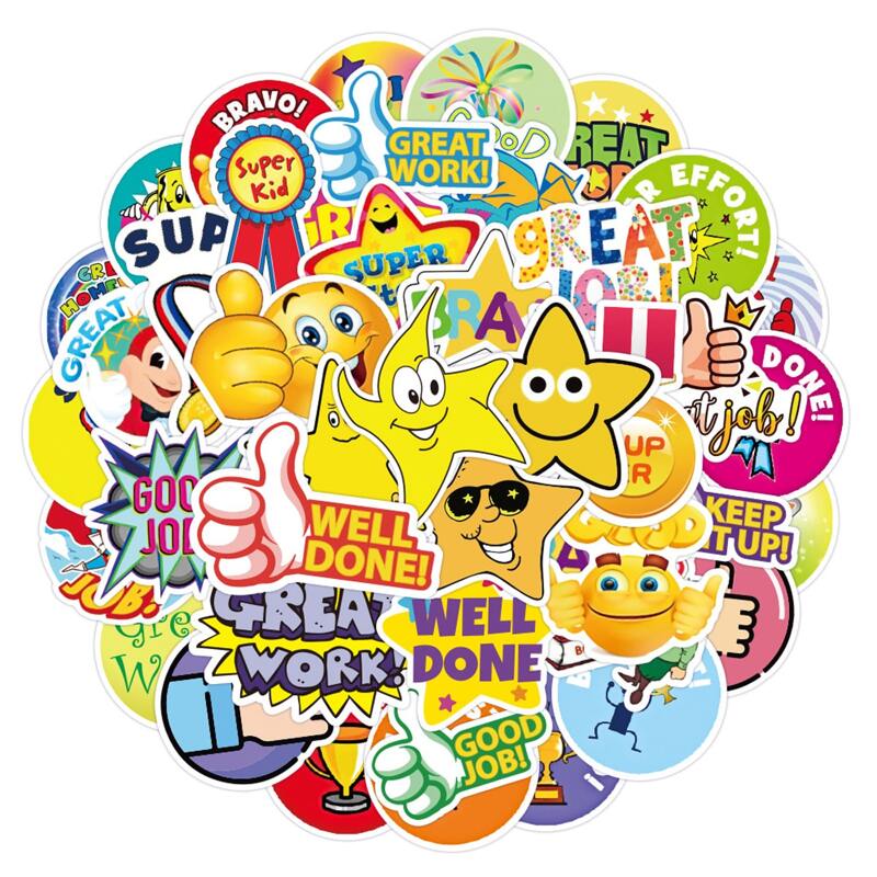 

50pcs Cartoon Slogan Sticker, Multicolor