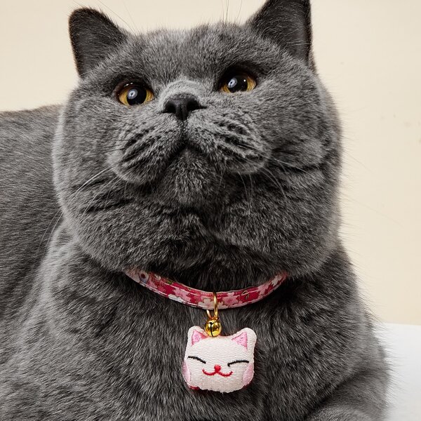 

Flower Print Pet Necklace, Pink