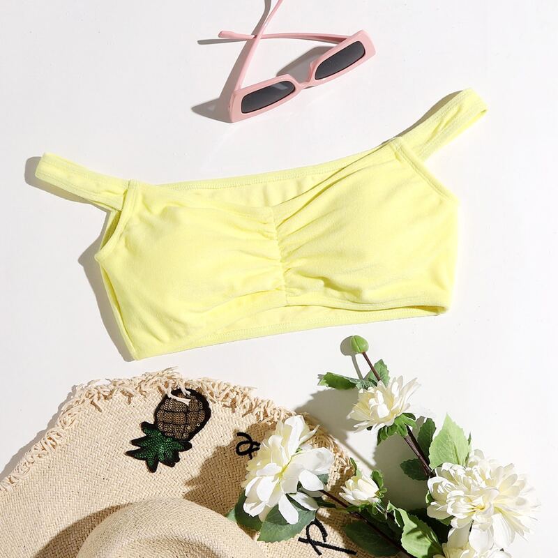 

Ruched Bikini Top, Yellow