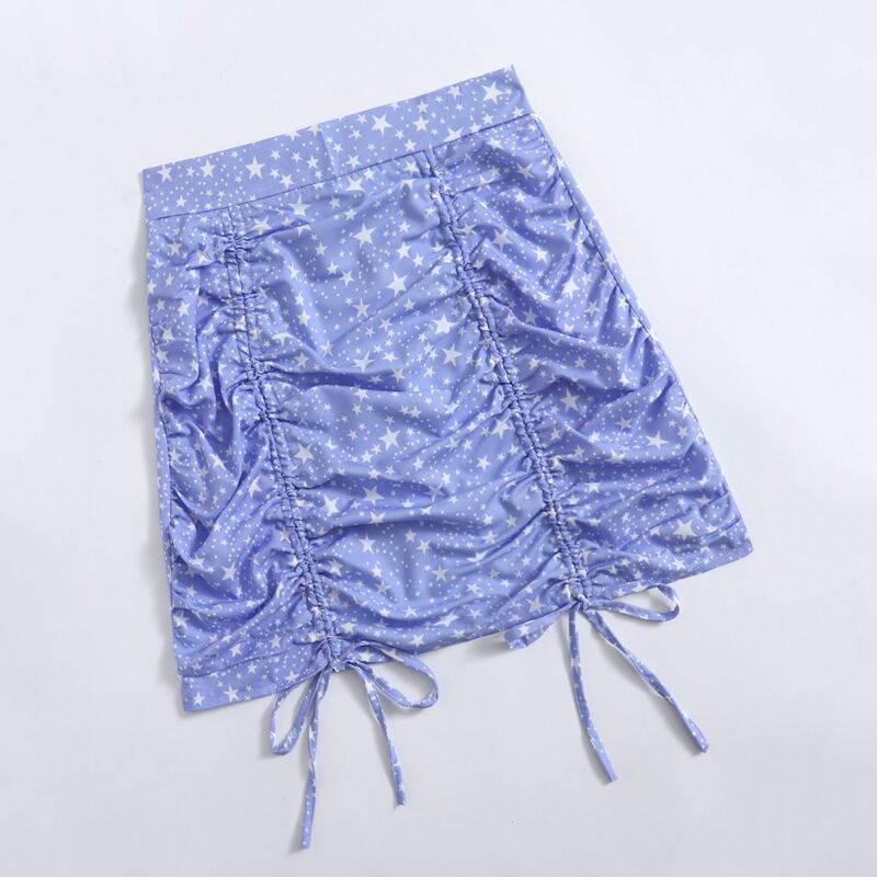 

Galaxy Drawstring Ruched Skirt, Blue