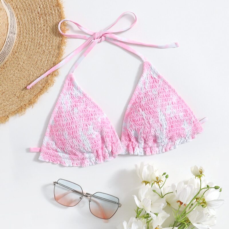 

Smocked Halter Bikini Top, Baby pink