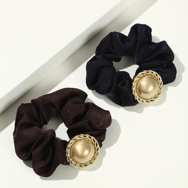 

2pcs Round Decor Scrunchie, Multicolor