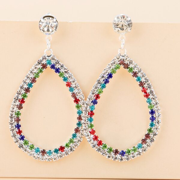 

Rhinestone Water-drop Earrings, Multicolor