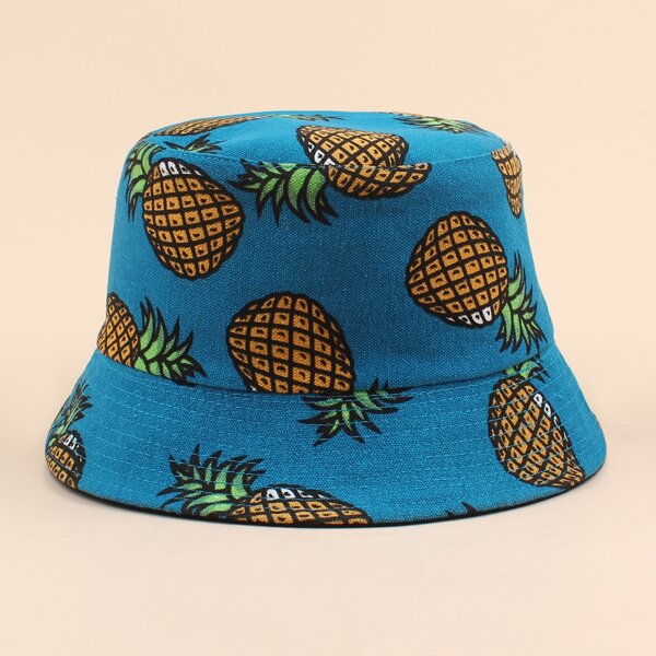 

Pineapple Pattern Reversible Bucket Hat, Blue