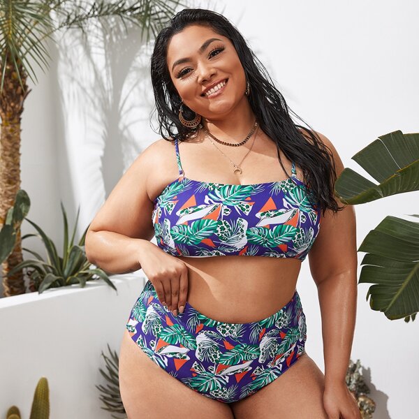 

Plus Tropical Bikini Swimsuit, Multicolor
