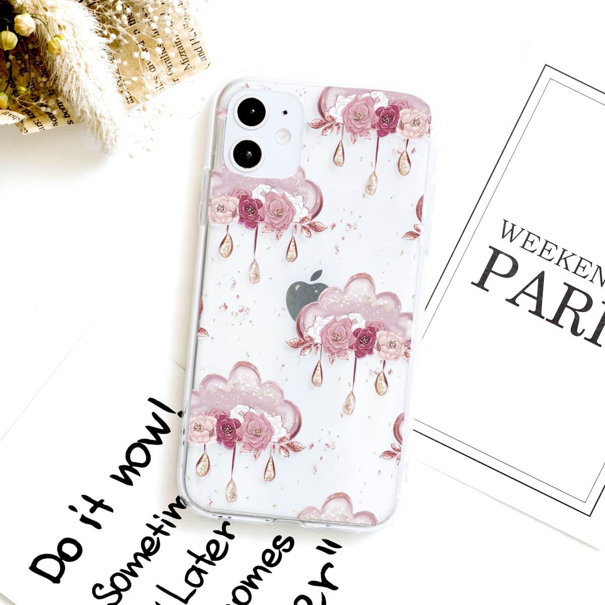 

Cloud & Rose iPhone Case, Dusty purple