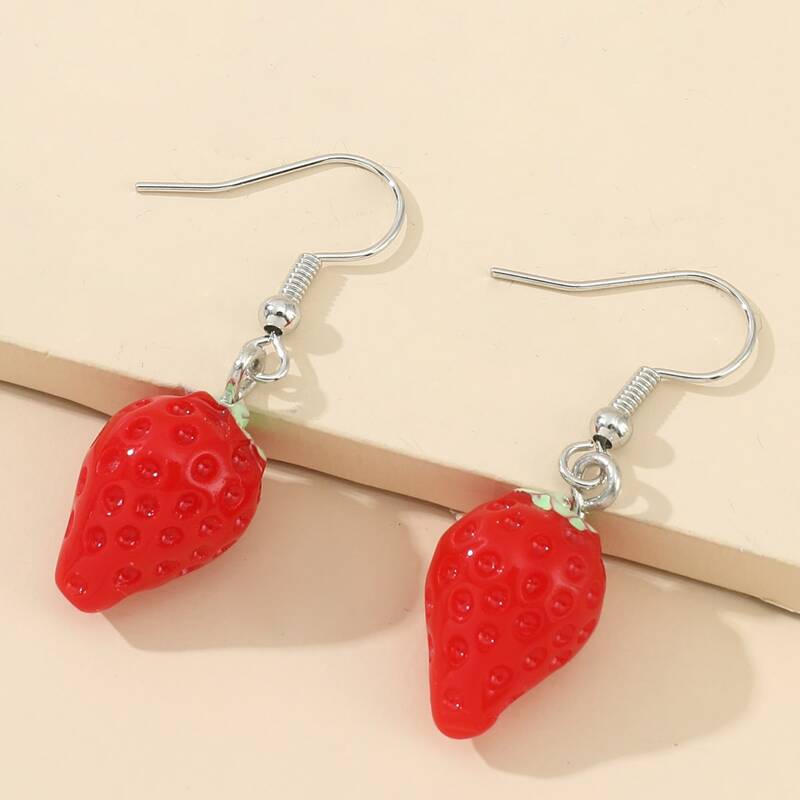 

Strawberry Drop Earrings, Red