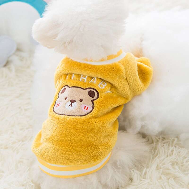

Cartoon Bear Embroidered Pet Sweatshirt, Yellow