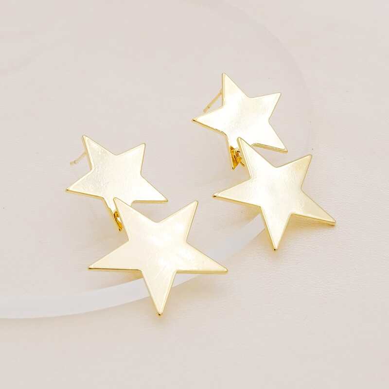 

Layered Star Stud Earrings, Gold