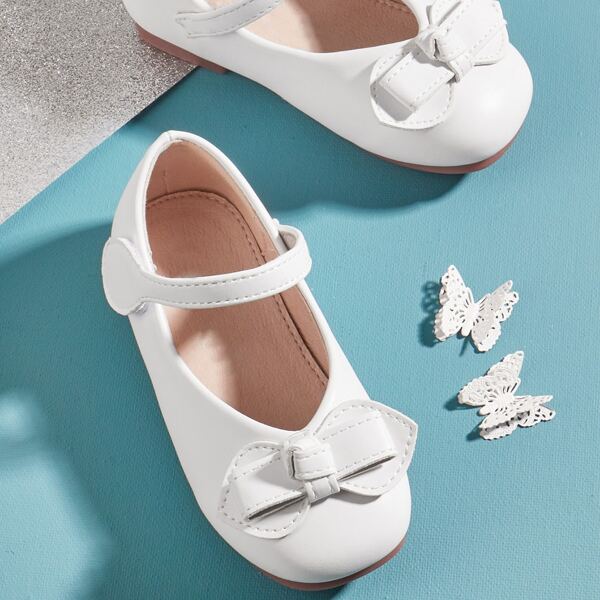 

Toddler Girls Bow Decor Flats, White
