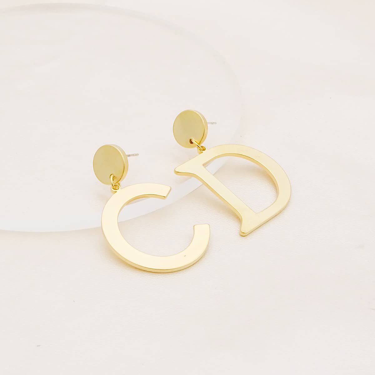 

Letter Drop Earrings, Gold