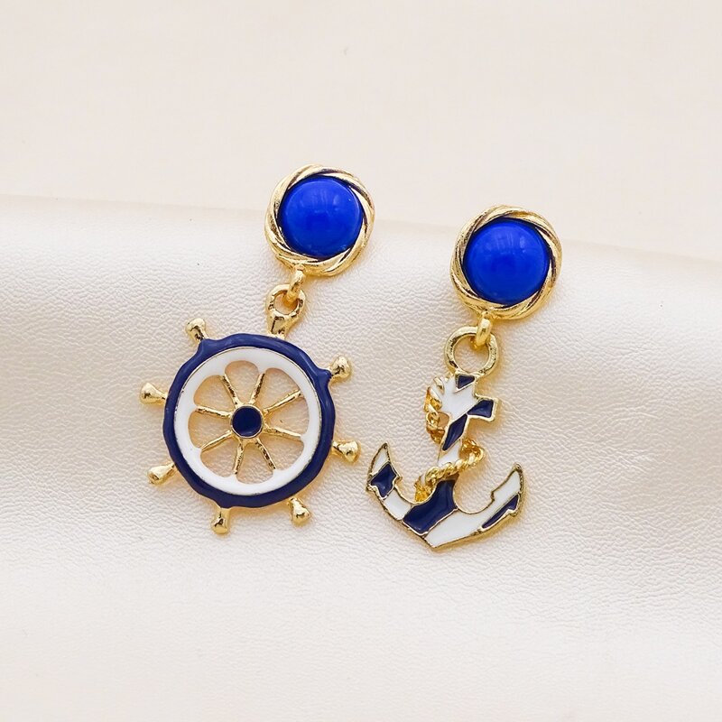 

Anchor Mismatched Drop Earrings, Blue