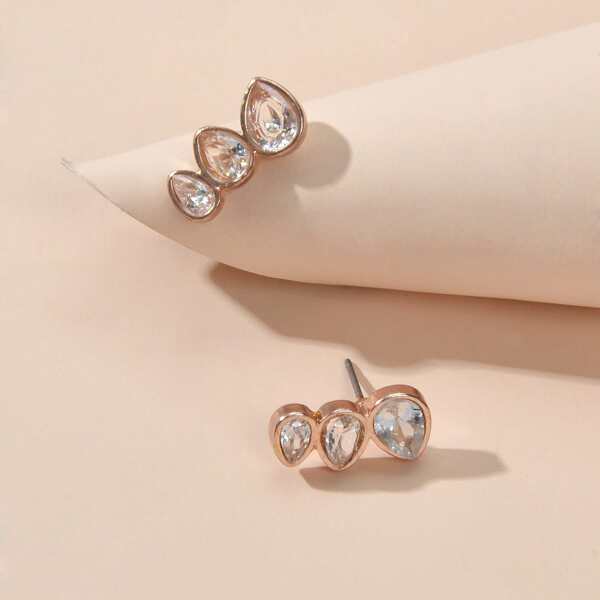 

Rhinestone Decor Stud Earrings, Gold