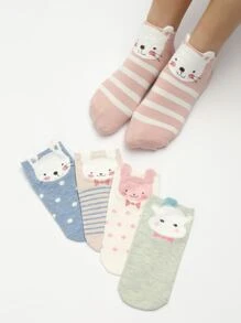 5 đôi tất phi hành đoàn đồ họa hoạt hình - Nhiều màu - Xem 1