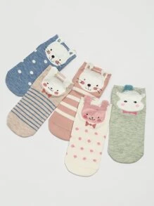 5 đôi tất phi hành đoàn đồ họa hoạt hình - Nhiều màu - Xem 3