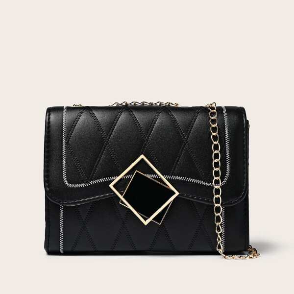 

Quilted Chain Shoulder Bag, Black
