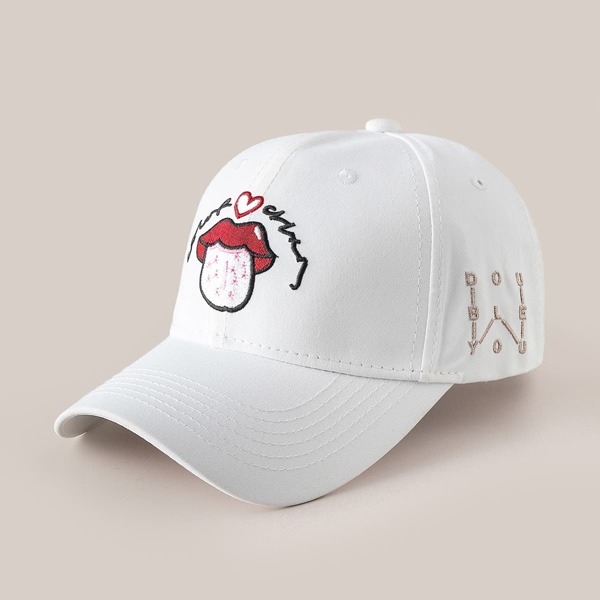 

Cartoon Embroidery Baseball Cap, White